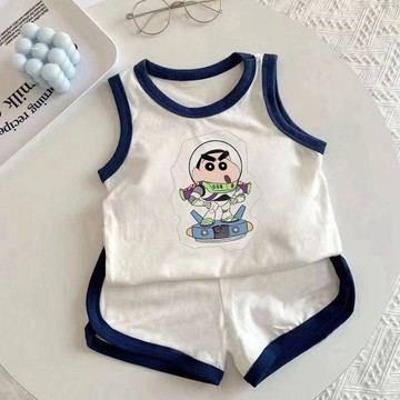 Mimo⭐男女童純棉拚色背心短褲兩件套夏季兒童寶寶外穿套裝