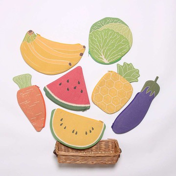 蔬果拉鍊零錢化妝品小物布包