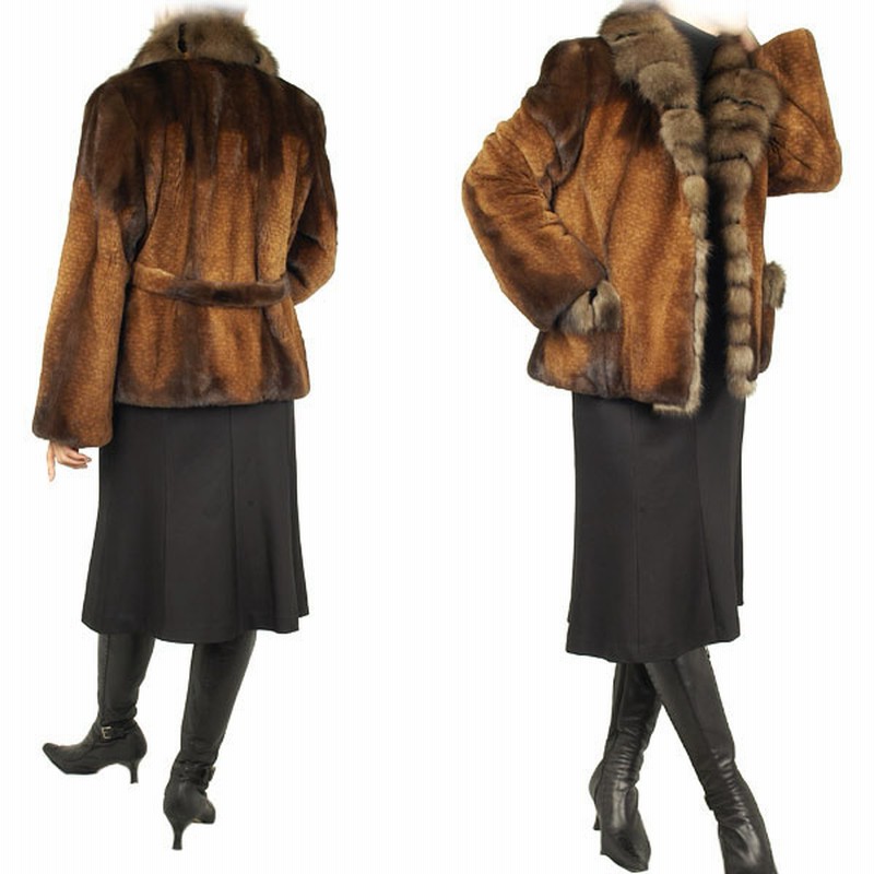 MINK SABLE FUR ミンク セーブルトリミング ファー毛皮 コート 11 ファッション MINK SABLE FUR ミンク セーブルトリミング ファー