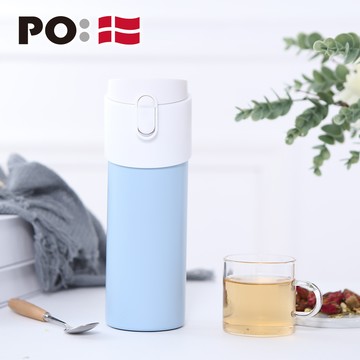 PO: 丹麥掀蓋12oz保溫泡茶杯 (天空藍-白蓋)