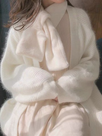 年新款中長款馬海毛針織開衫女秋冬季外穿慵懶風上衣毛衣外套