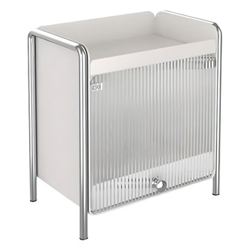 SHCJ 生活采家 Caf Deck 輕奢杯類咖啡茶包罐防塵置物架 半透明防塵門板 翻蓋懸停設計 抽拉底座 碳鋼本體  小  奶油白  1個