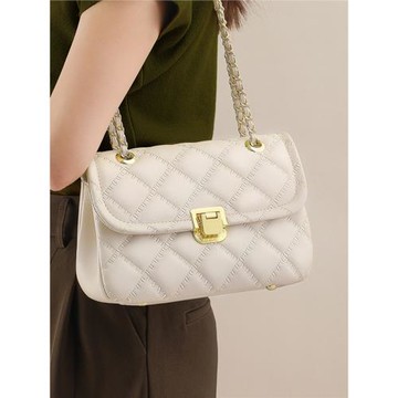 MK DA女包2025新款小香風真皮菱格鏈條包簡約時尚單肩斜挎小方包