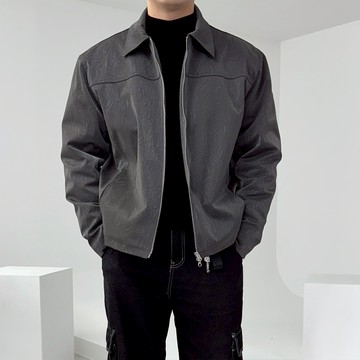 正韓冬季絎縫襯裡紋理感翻領皮夾克 2色 YUPPIE 現貨優惠商品