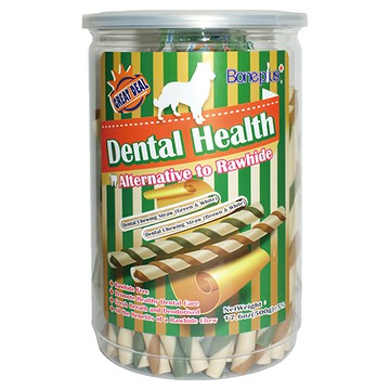 Boneplus 綜合雙色潔牙軟笛酥 仿皮卷設計 天然原料 耐咀嚼  500g  1罐