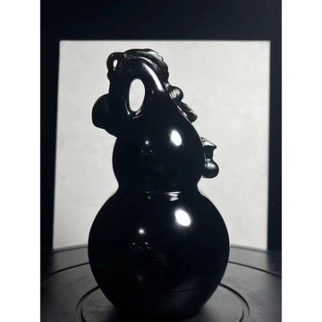 黑曜石雕葫蘆擺件紅木家居客廳電視柜玄關裝飾實木雕刻送禮工藝品