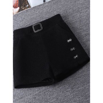 黑色水貂絨短褲女春秋冬季新款a字闊腿褲裙高腰時尚外穿打底靴褲