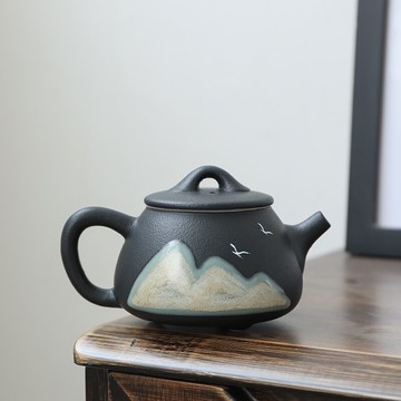 中式復古小清新陶瓷側把壺提梁壺單壺泡茶壺功夫茶具配件儲水壺承