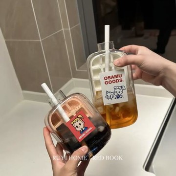 原田治冰格水壺零接觸按壓冰塊模具食品級冷飲咖啡杯制冰吸管杯子