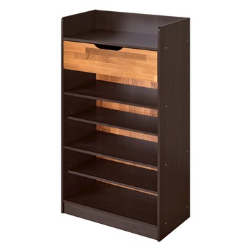 《HOPMA》艾爾七層一掀門鞋櫃 台灣製造 玄關櫃 開放收納櫃 置物邊櫃 鞋架-黑胡桃配拼版柚木