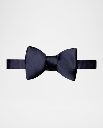 Black Silk Satin Ready-Tied Bow Tie