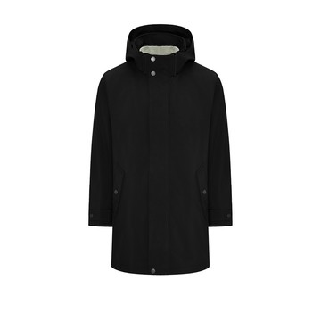 防潑水緹花連帽式風衣(內含可拆式蓄熱棉背心)/黑色(身長-32＂) | 5819212499