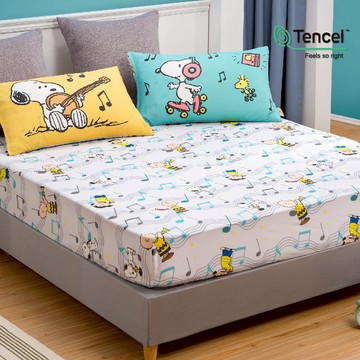 SNOOPY床包組-內含床包+枕套/200織天絲/SN138音符樂園
