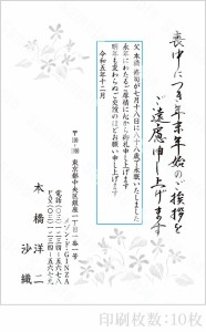 全96柄 2024年度版 喪中はがき印刷 普通郵便はがき「胡蝶蘭」 10枚 特選デザイン 62004_10