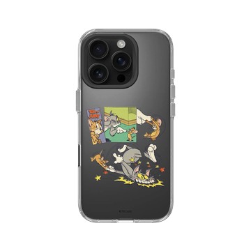 iPhone 16 Pro Clear Case（相機按鈕） 透明 - 湯姆貓與傑利鼠 Tom and Jerry - 復古漫畫風 - 歡喜冤家
