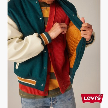 Levis 男款 美式學院風羊毛鋪棉棒球外套