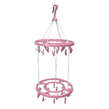 雙層圓型晾曬架 耐衝擊PP樹脂鋼線 台灣製造  36 x 36 x 42cm  顏色隨機  1個