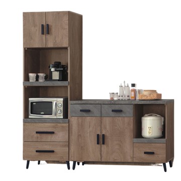 【MUNA家居】橡木美耐皿仿石6尺L型餐櫃組(P624+P625)