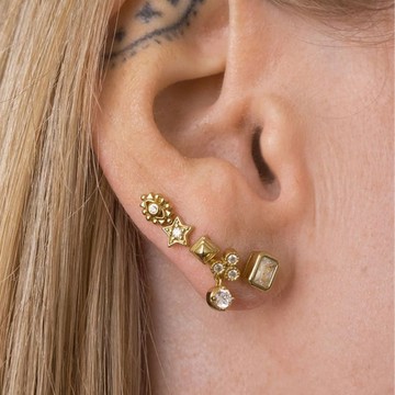 LUV AJ Trio Dangle懸墜鑲鑽耳環 金色