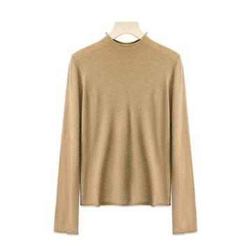 針織長袖打底衫女冬季毛衣簡約百搭彈力內搭修身洋氣半高領上衣