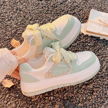 小白鞋女2024新款厚底帆布鞋運動休閑板鞋小香風奶fufu女鞋