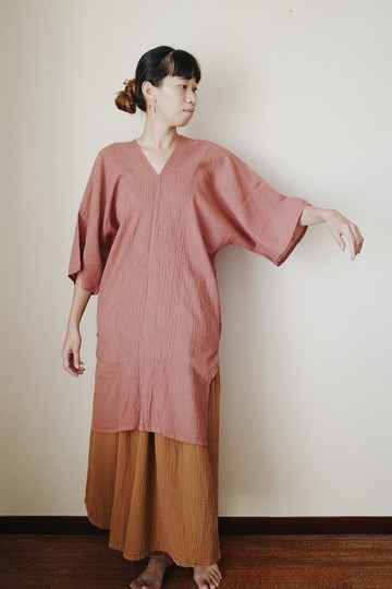 泰國純棉長版抓紋長版上衣