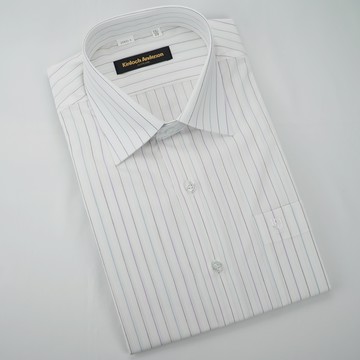 【金‧安德森】白底黑紫綠條紋長袖窄版襯衫