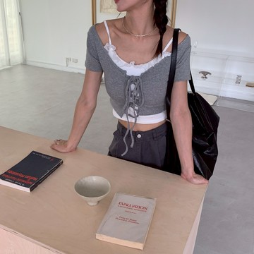 ISA_Double Muse 小馬甲綁帶+蕾絲bra top set_57047