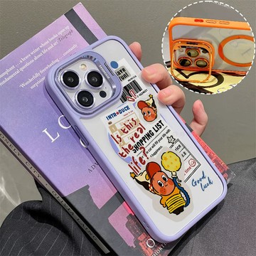 報紙小小人 磁吸防摔殼 金屬鏡頭支架 磁吸手機殼 iPhone 17 16 15 14 13 12 11 Max 防摔殼
