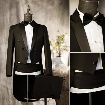 燕尾服男裝演出服主持西服套裝男士歌手西裝黑白魔術師合唱指揮服