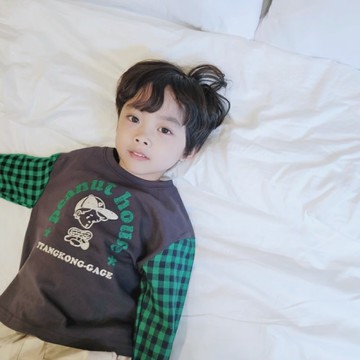 韓版格紋質感男孩長袖上衣 秋冬童裝 男童上衣 男童長袖 男童棉T 男童T恤 長袖上衣 秋冬上衣