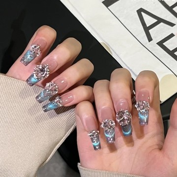 💥Hannah💥爆炸新款純手工法式貓眼美甲貼片穿戴爆閃高級氣質漸變顯白可拆卸指甲沈星韓式仙女穿戴甲