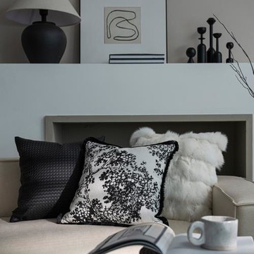 法式感輕奢客廳沙發抱枕靠墊雙面提花黑色臥室床頭樣板間靠枕