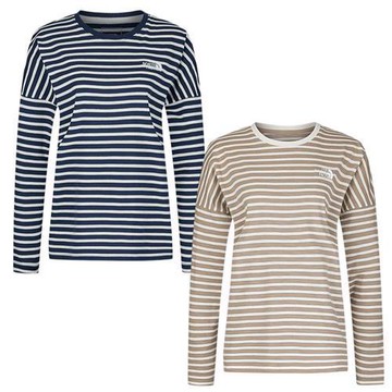 The North Face 北面 長袖上衣 女裝 條紋 藍灰/米棕 NF0A8F0UQLI/NF0A8F0UBOX