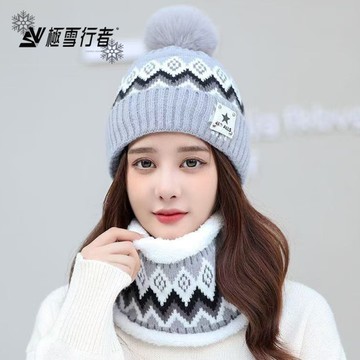 [極雪行者]SW-S100超值組HEAT1-TEX極速升溫紗內加厚絨毛帽子圍脖2件超值組