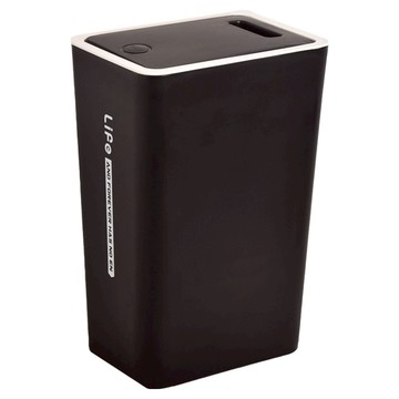 Life+ 日系簡約 按壓式彈蓋垃圾桶 8L  質感黑  21.8 x 15.2 x 33cm