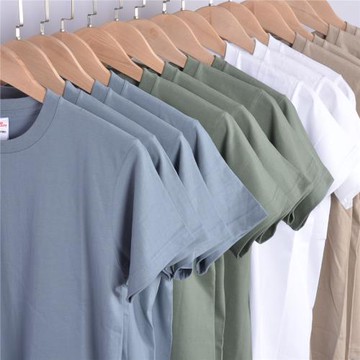 重磅純棉圓領短袖t恤男女厚實不透全棉純白T內搭大碼打底衫寬松