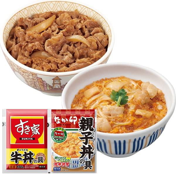 お試しコラボ2種セット（すき家牛丼の具135g×5、なか卯親子丼の具145g×5） 冷凍食品