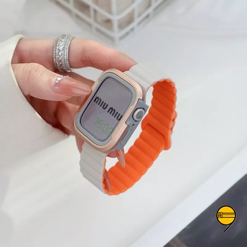 套裝 磁吸錶帶+鋁合金錶殼 適用於 Apple Watch 11 10 9 8 SE 7 6 錶帶 42mm 46mm