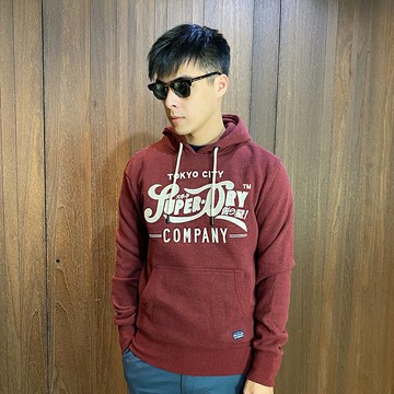 美國百分百【全新真品】Superdry 連帽上衣 素面 棉質 SD 帽T 長袖 上衣 logo 磚紅 CG18