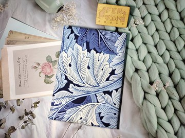 花葉系列-美國限量棉布設計師款紫葉圖籐布書套-布書衣A5/25K