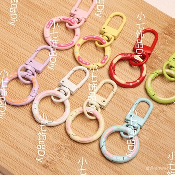 手繪糖果色甜甜圈+門扣DIY材料鑰匙扣玩偶掛件鏈條 L3MX