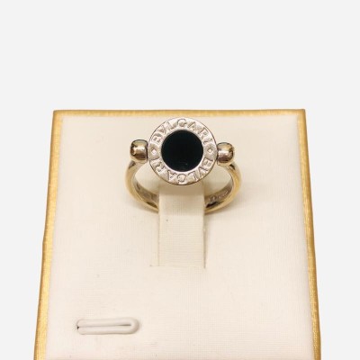 BVLGARI/ブルガリ 750WG オニキス/ラピス フリップ リング 8号[g102-32