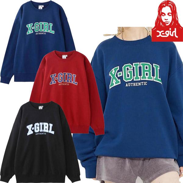 【新品未使用】X-girl カレッジロゴ スウェット タグ付き Lサイズ エックスガール X-GIRL COLLEGE LOGO CREW SWEAT TOP カレッジ