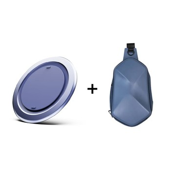 【在家充電組】Snap Grip 極薄手機指環旋轉支架 + SHIELD 防盜充電斜肩包 ohsnap石墨黑/斜肩包-珊瑚藍