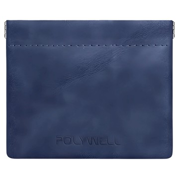 POLYWELL 彈片絨布收納包 15 x 11.5 cm PW15-T65-0811  寶藍色  1個