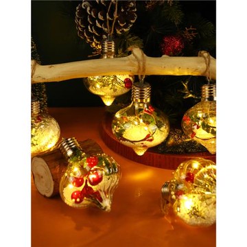 圣誕節裝飾燈球形發光燈 暖光造氣氛圣誕樹掛件創意8cmpet圣誕球