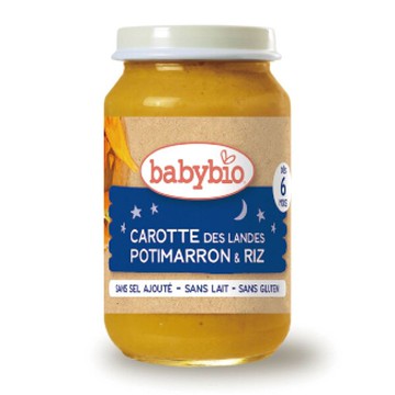 綠動會 法國 BABYBIO 生機南瓜紅蘿蔔米泥 晚安米泥200g【悅兒園婦幼生活館】