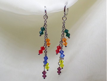 施華洛世奇元素 & 不鏽鋼 夾式 耳環 (一對)