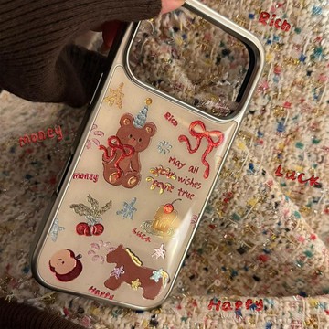 春日小熊馬適用17promax手機殼iphone17蘋果15鎏金14華爲13電鍍11